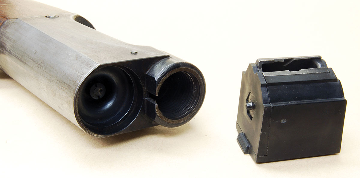 Rotary magazines like the Savage 99 (left) are difficult to disassemble to clean. Ruger 10/22 magazines (right) are easy.